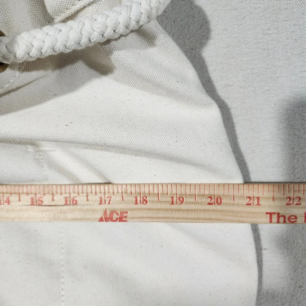 Lands End Canvas Laundry Bag Natural‎ Khaki Drawstring Shoulder Strap Large Dorm